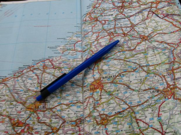 pen on map